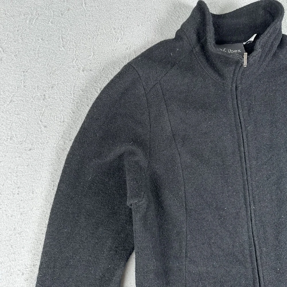 Ibex Jacket Womens Small Black BACKBAY Zque Merino Wool Tunic Full Zip Mock Neck